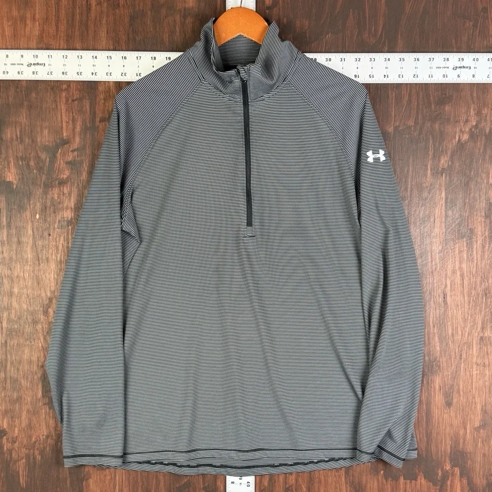 Under Armour Tech 1/2 Zip Stripe Long Sleeve Shirt 1328945 Black White‎ Men's XL